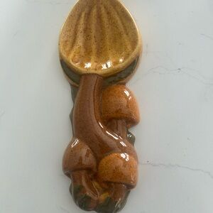 Sears Vintage Mushroom  Ceramic Spoon Rest and salt & pepper shakers fairycore